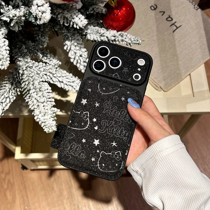 Luxury Embossed Cute Cartoon Hello Kitty Sparkling Phone Case For iPhone