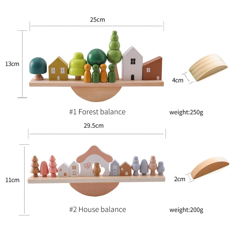 Wooden Objects Balance Board – Stacking & Threading Toy