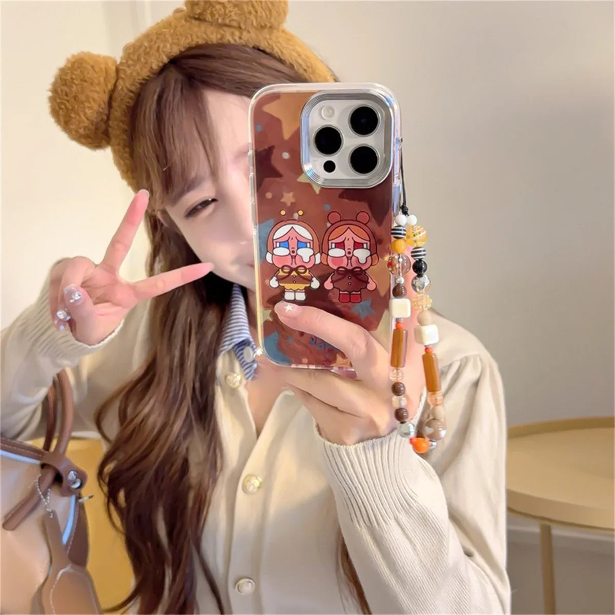 Kawaii Brown Girl Cartoon Phone Case For iPhone