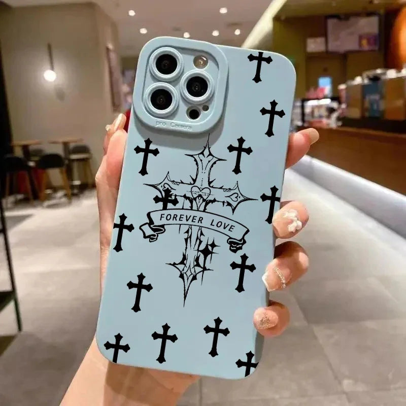 Luxury Black Cross Print Phone Case