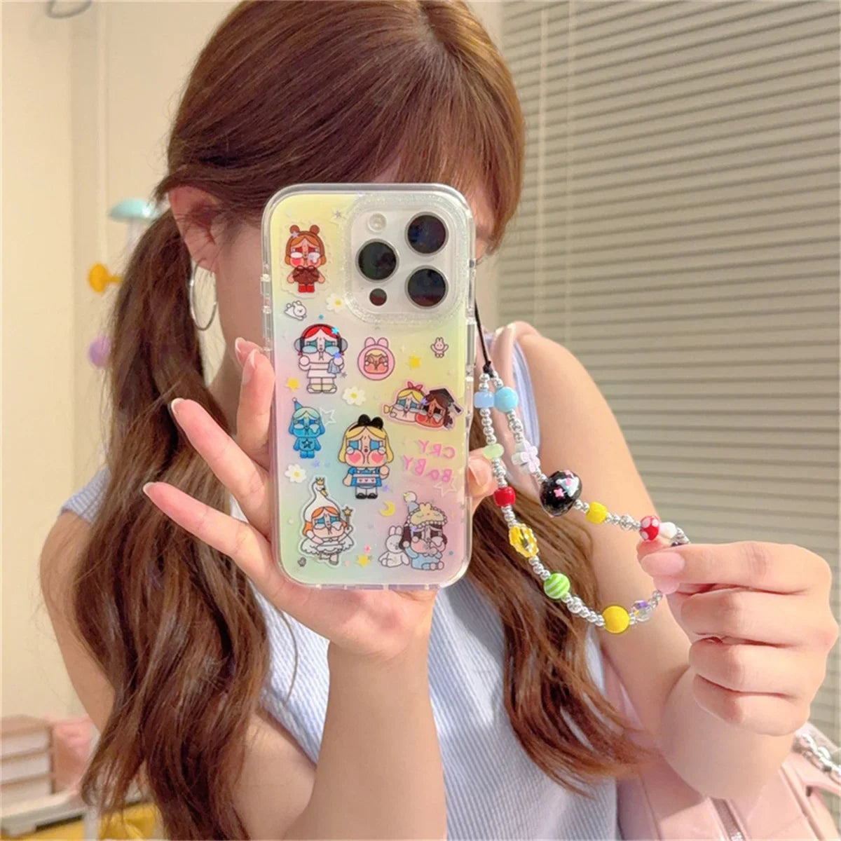 Funny Cute Cry Girl Flower Phone Case For iPhone