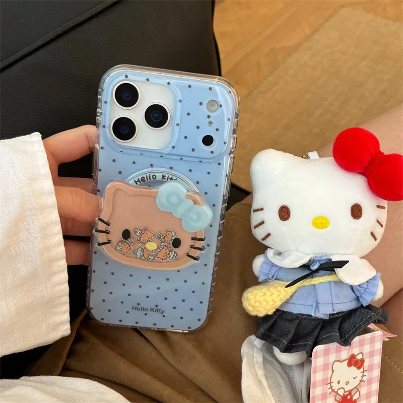 Korean Blue Polka Dot Magnetic Phone Cover For iPhone