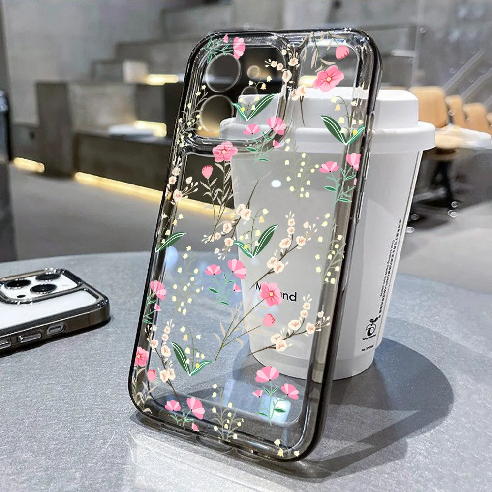 Flower Bumper Transparent Shockproof Phone Case