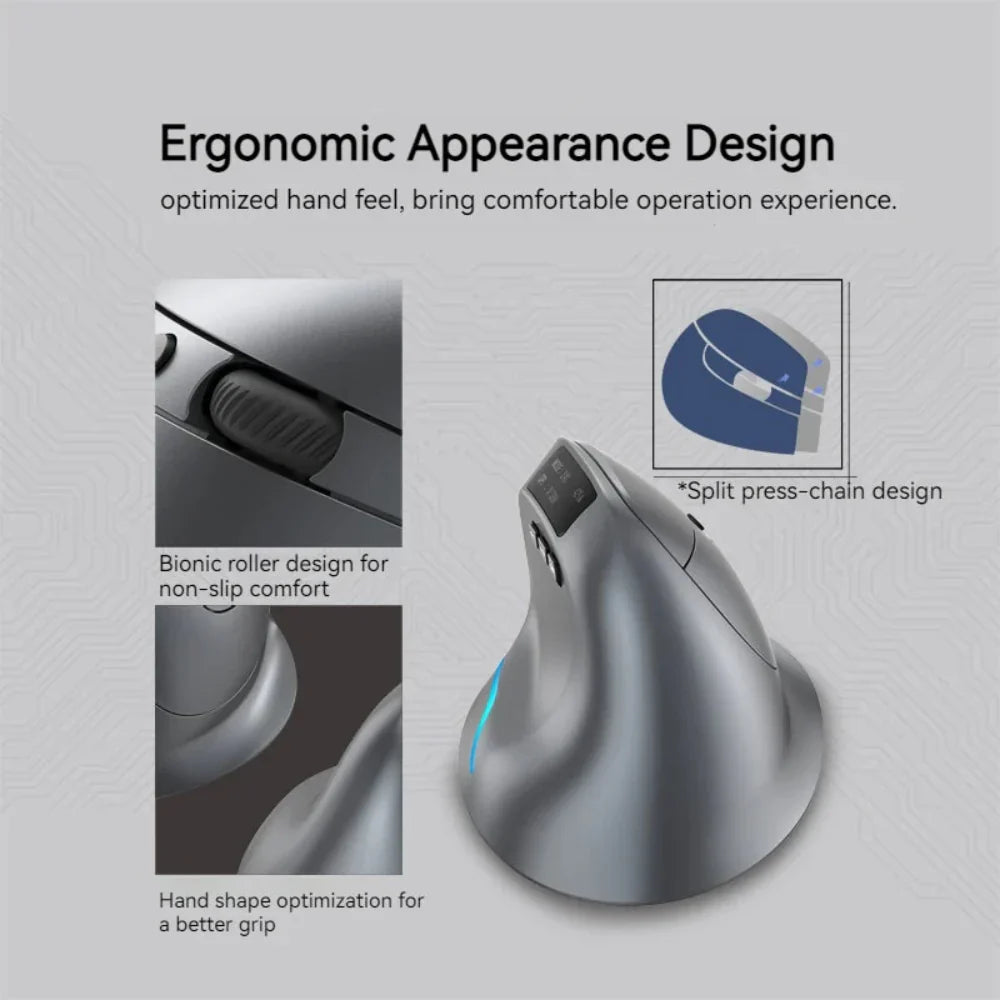 Dual Mode Wireless Adjustable DPI Vertical Office Mouse