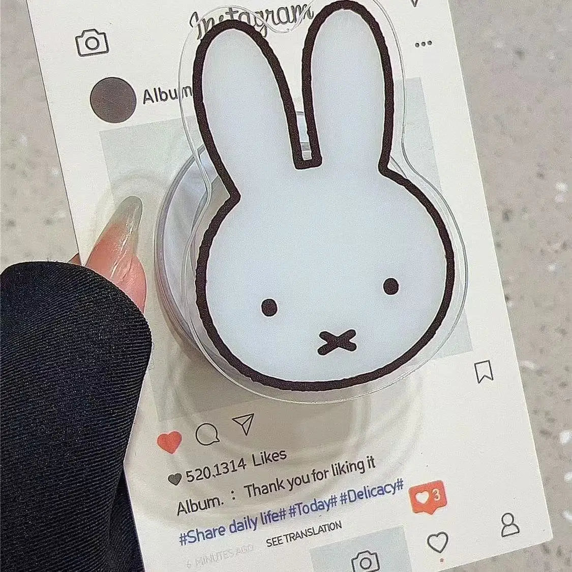 Miffy Kawaii Cartoon Mobile Phone Case Cute Anime Rabbit Magnetic Holder Phone Case