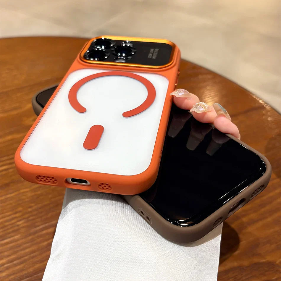 Luxury Magnetic Slim Matte Metal Lens Protector Phone Case For iPhone