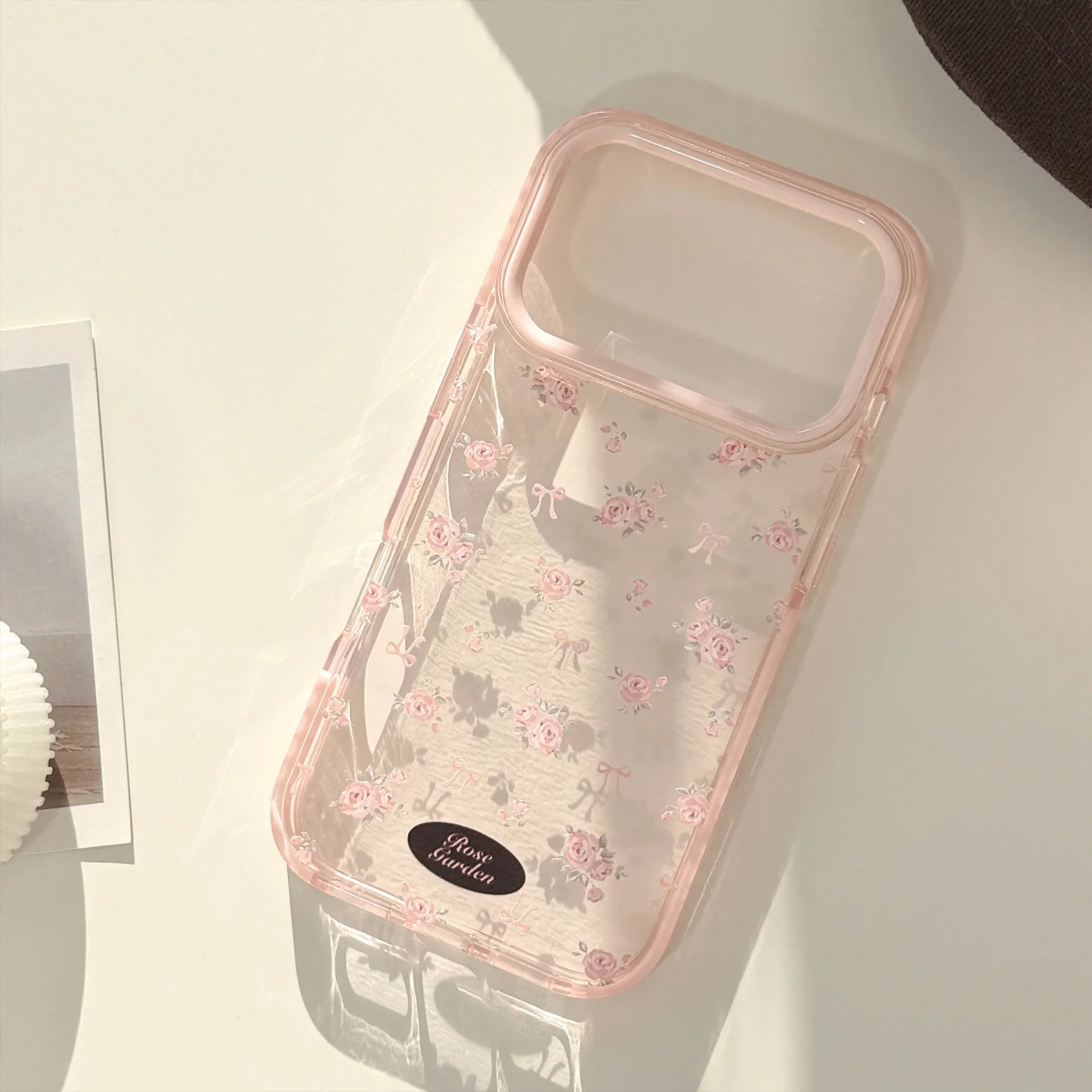 Korean Full Screen Pink Rose Flowers Magnetic Phone Case For iPhone