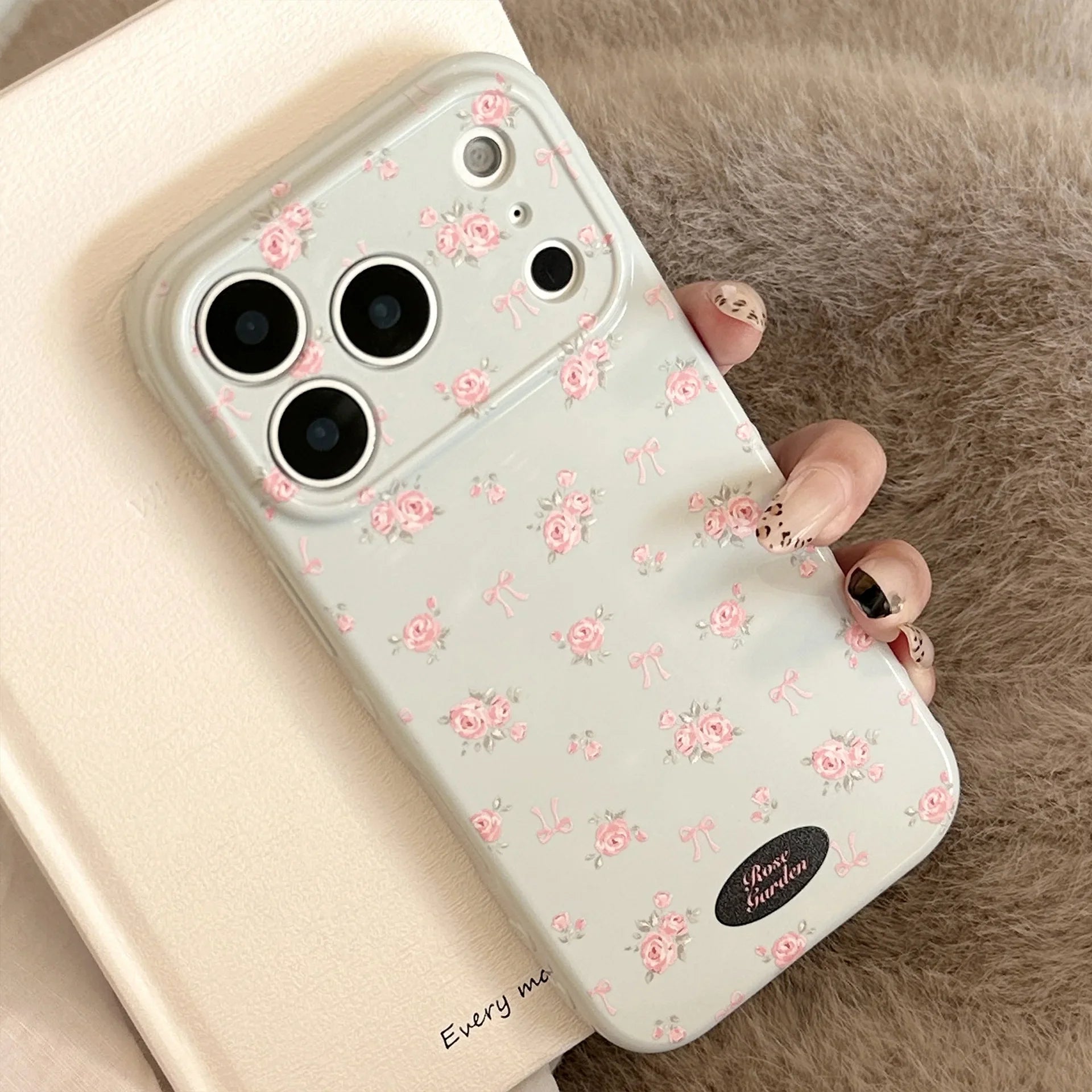 Korean Full Screen Elegant Rose Flower Pattern Soft Phone Case For iPhone