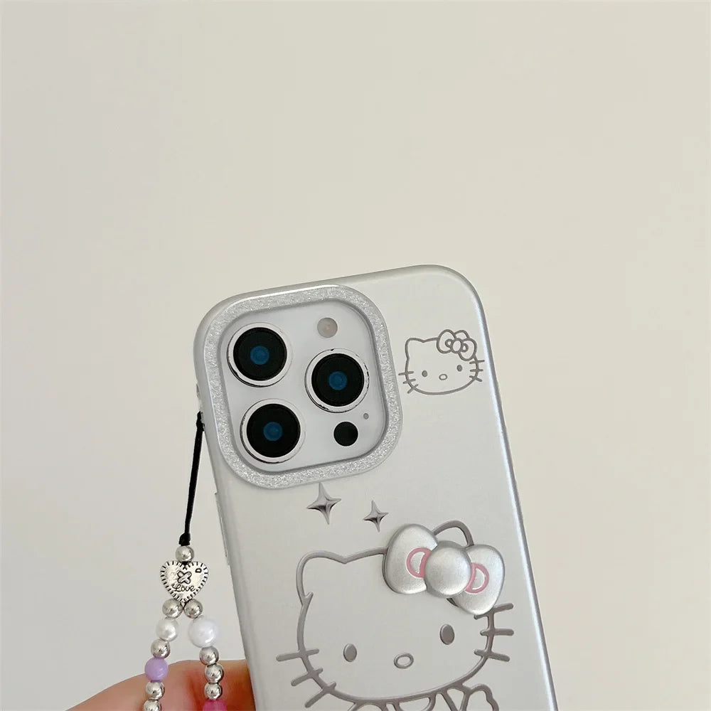 Luxury Glitter Hello Kitty Silver Phone Case For iPhone