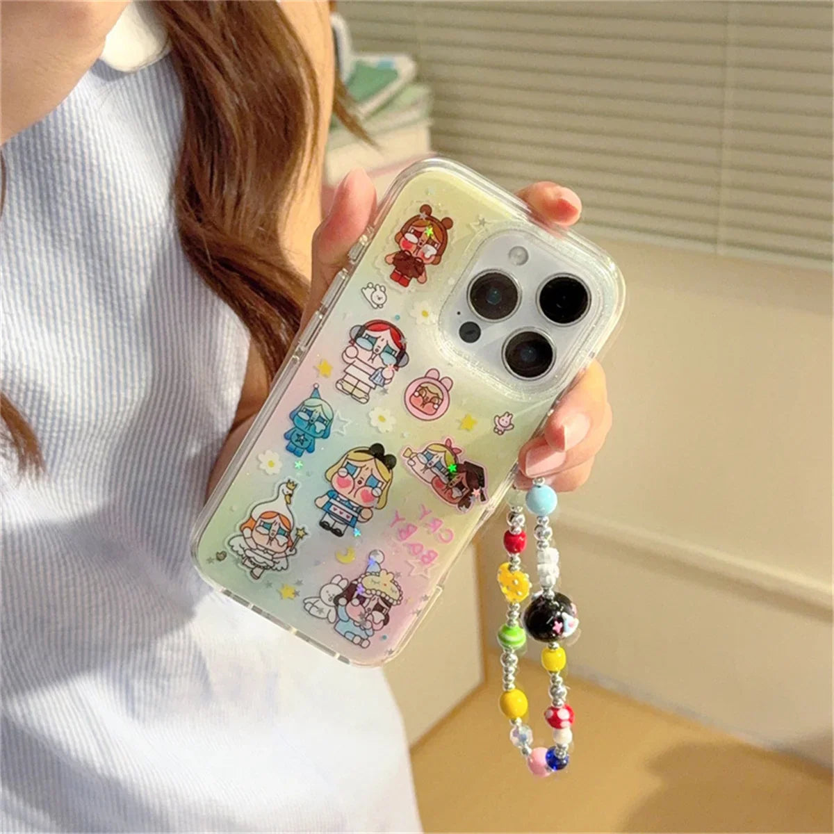 Funny Cute Cry Girl Flower Phone Case For iPhone