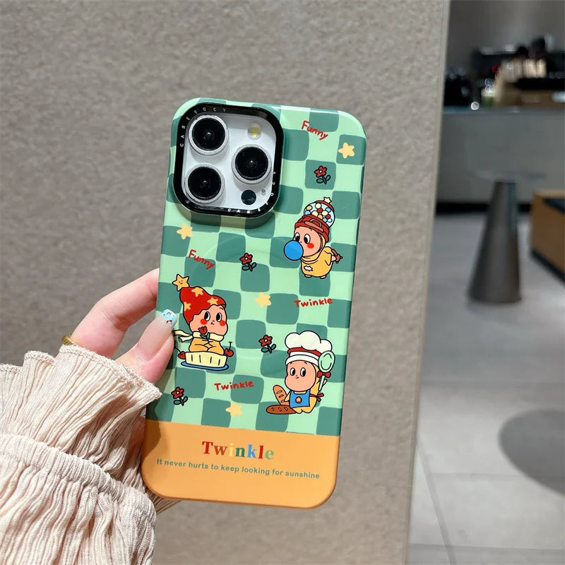 Fashion Green Plaid Pattern Magnetic Phone Case For iPhone