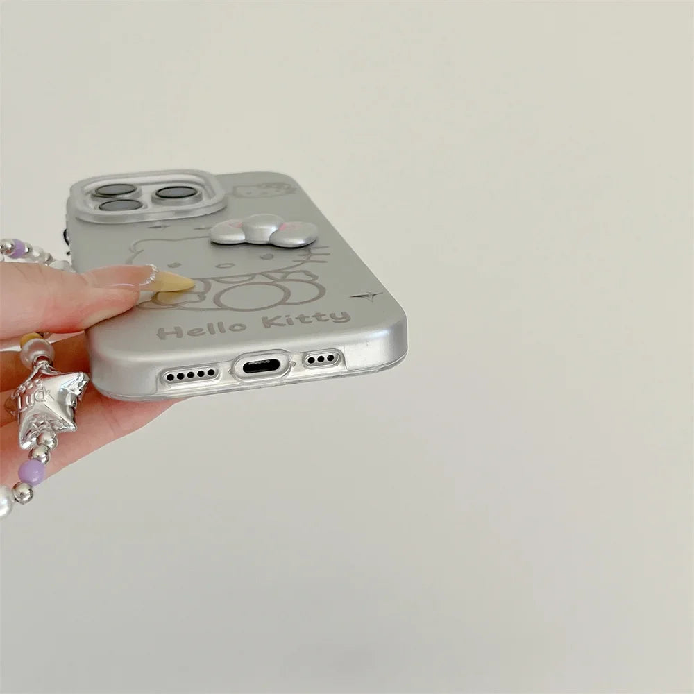 Luxury Glitter Hello Kitty Silver Phone Case For iPhone