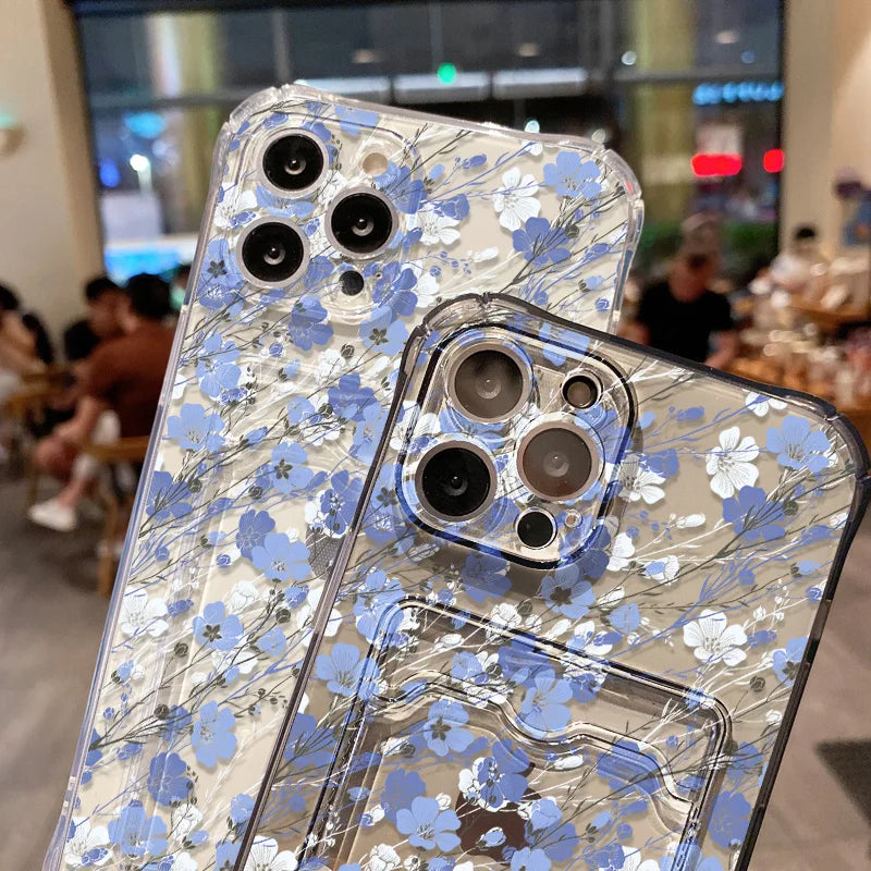 Cute Flower Wallet Card Bag Phone Case