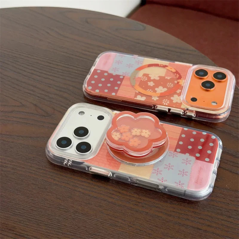 Retro Flower Cute Magnetic Phone Case For iPhone