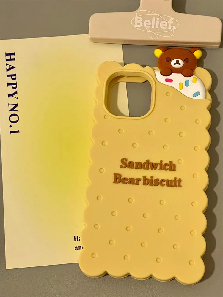 Funny Sandwich Rilakkuma Bear Biscuit Phone Case