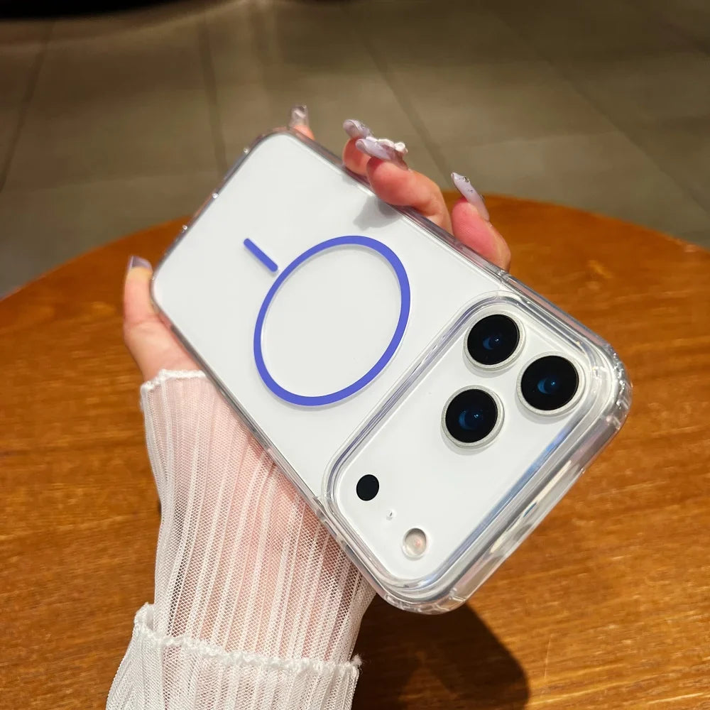 For magsafe Wireless Charge Acrylic Phone Case For iPhone