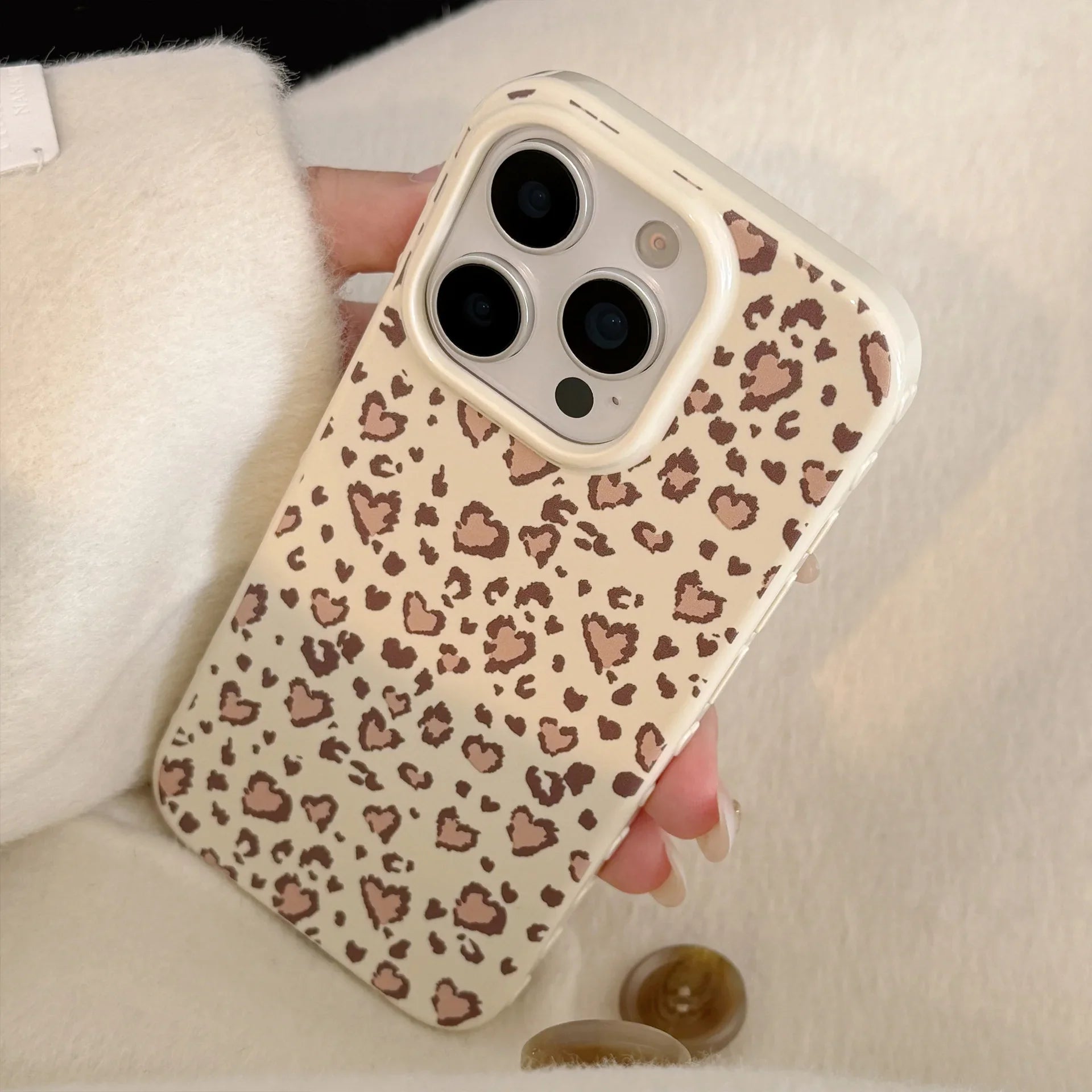 Stylish Retro Leopard Print Love Heart Soft Phone Case For iPhone