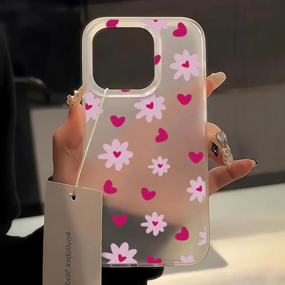 Cute Flower Love Heart Phone Case For iPhone