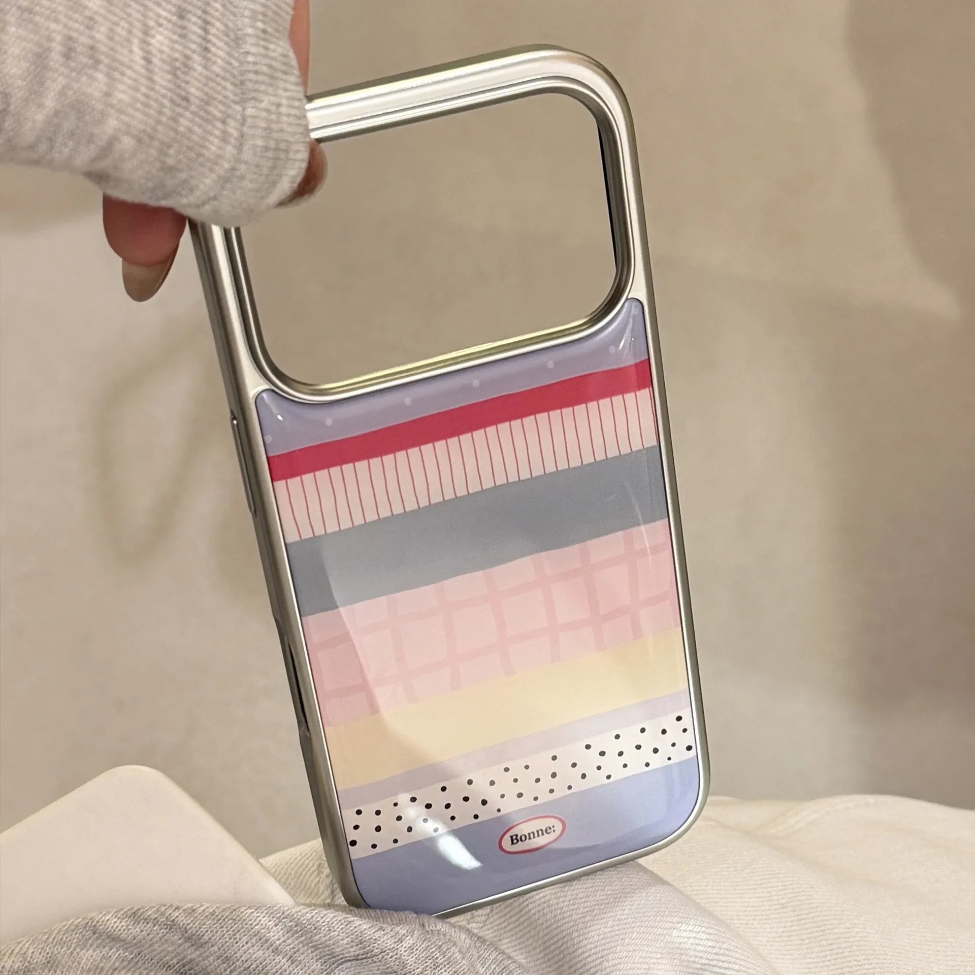 Korean Colorful Checkered Geometry Splicing Drop Glue Phone Case For iPhone