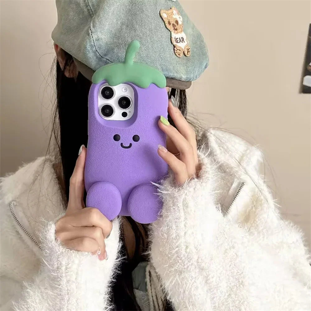 Funny 3D Cartoon Eggplant Phone Case