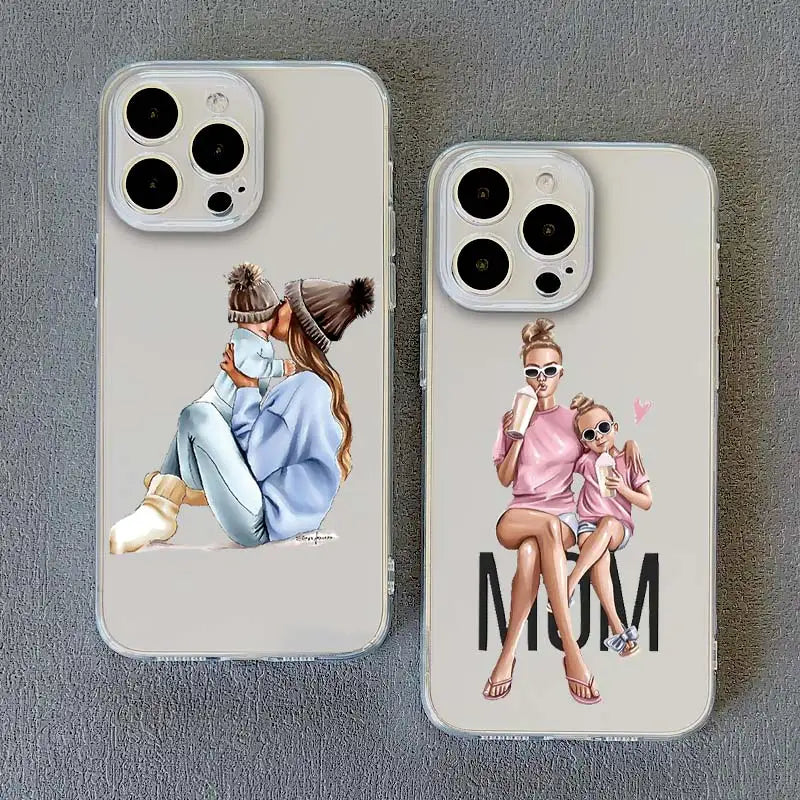 Family Mama Of Girl Mom Clear Phone Case For iPhone