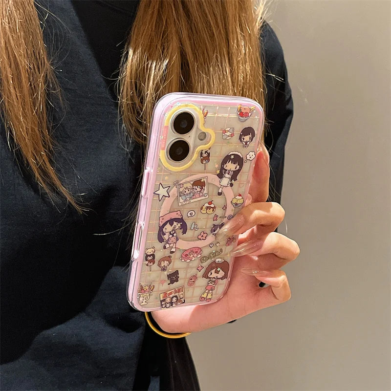 Japanese Cartoon Anime Girls Magnetic Phone Case For iPhone