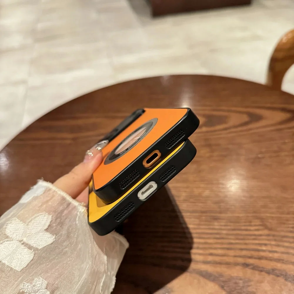 Magsafe Bracket Holder Leather Case For iPhone