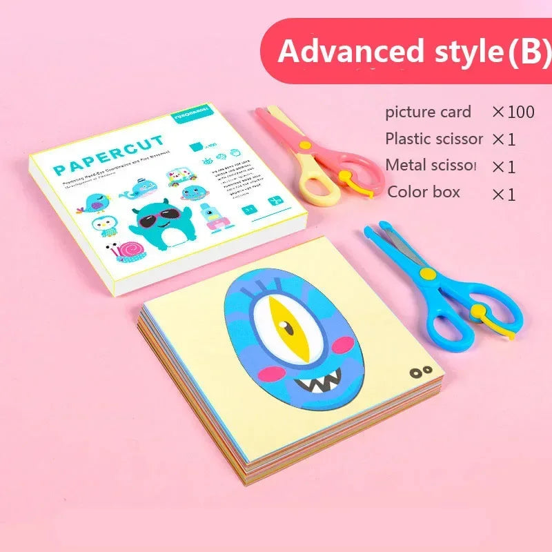 Cartoon Colorful Paper Folding & Cutting Toy Set