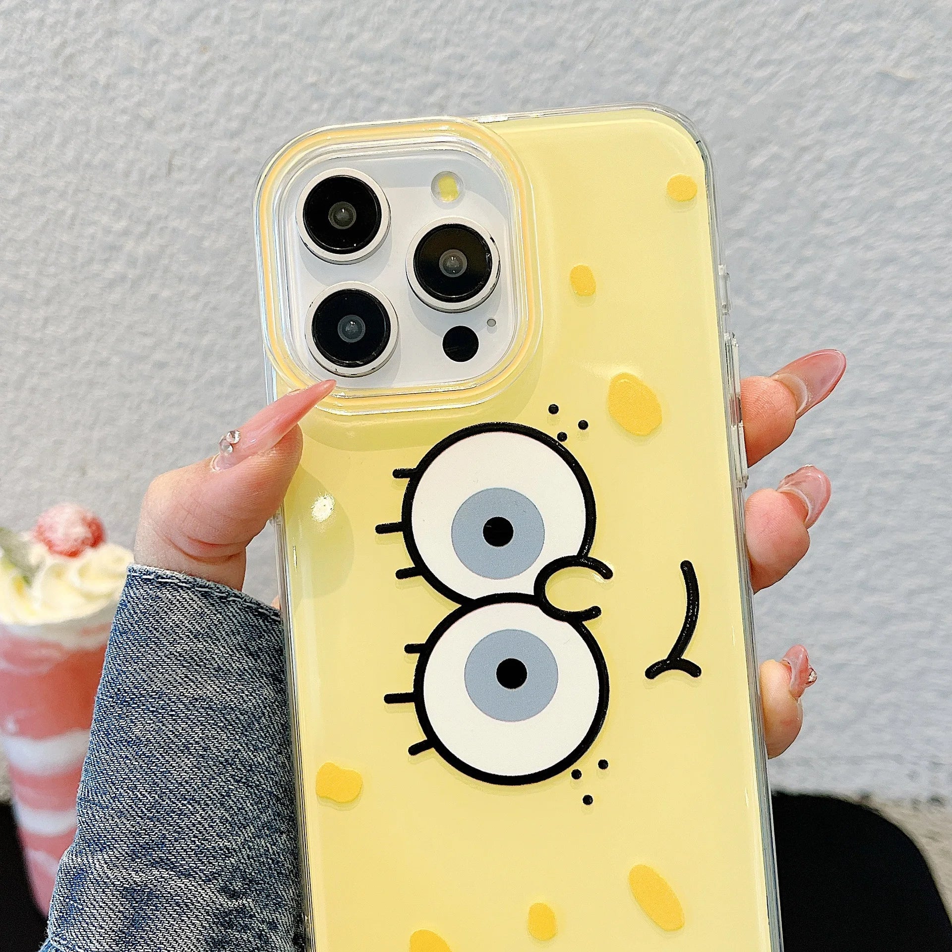 Korean Cute Cartoon Spongebob SquarePants Couple Phone Case For iPhone