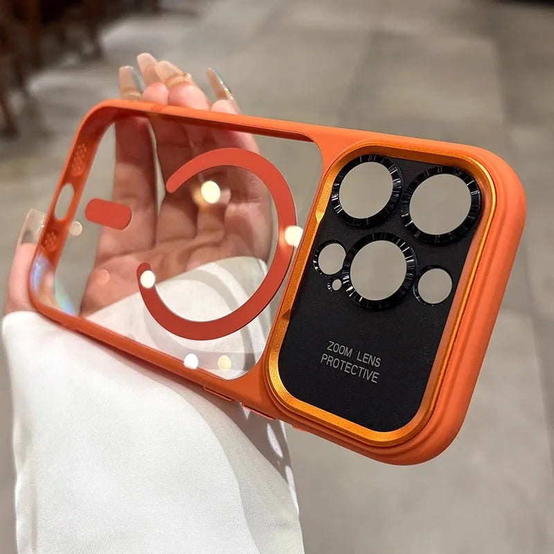 Luxury Magnetic Slim Matte Metal Lens Protector Phone Case For iPhone