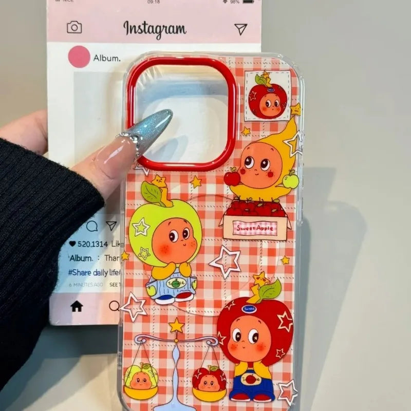 Healing Red Apples Twinkle Star Magnetic Phone Case For iPhone