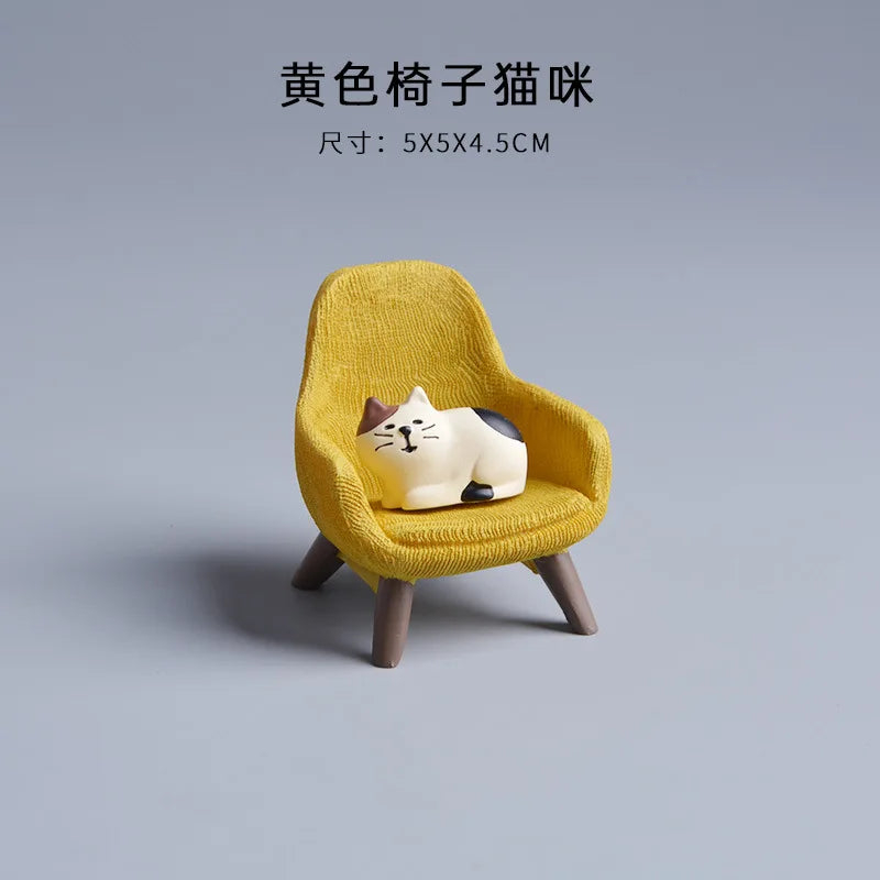 Japanese Cat Statue Miniature Fairy Garden Decor