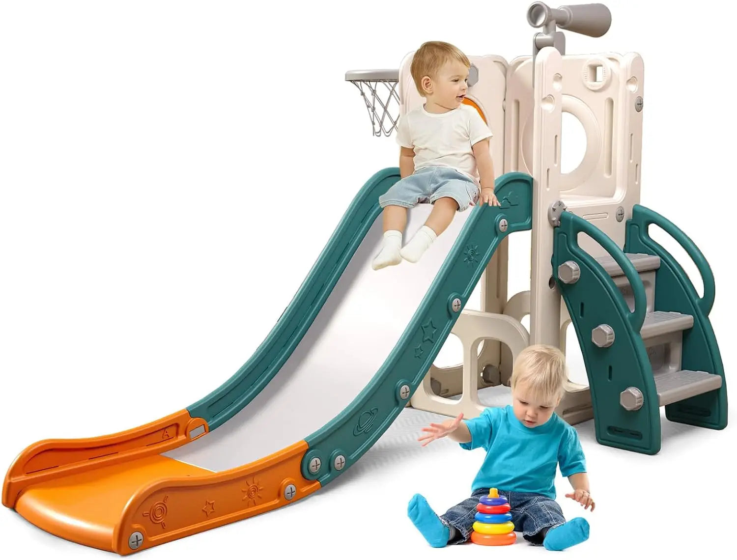 Toddler Playset with Slide and Basketball Hoop