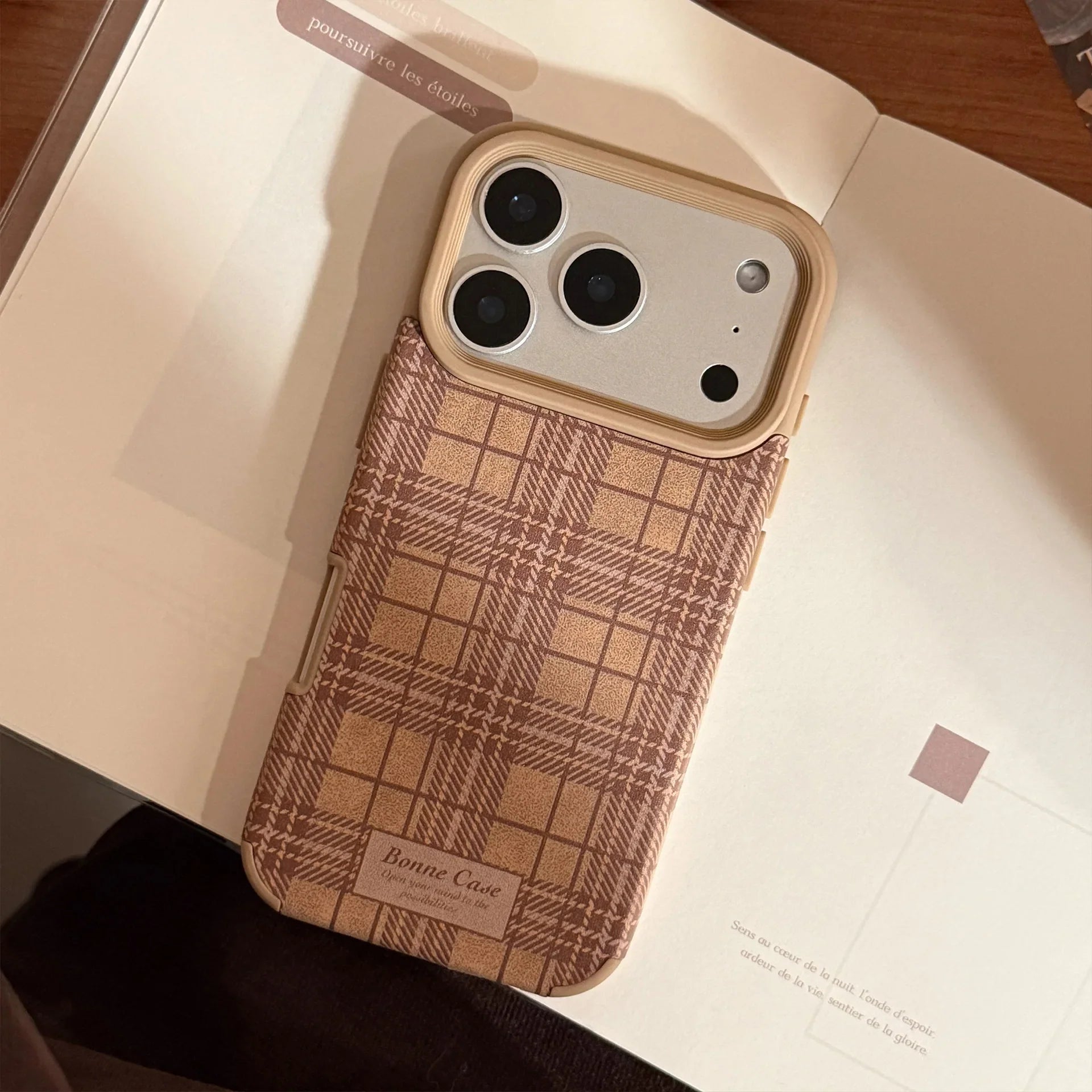 Korean Grid Pattern Leather Texture Phone Case For iPhone
