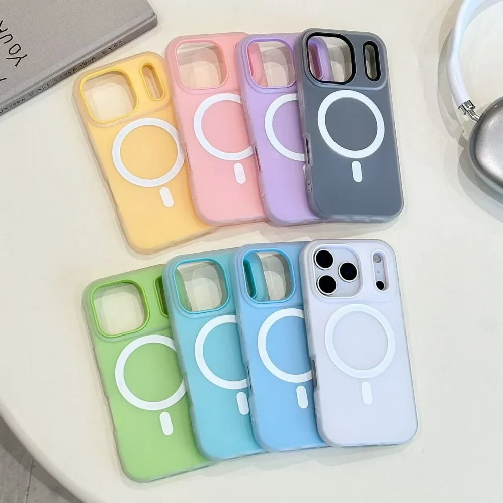 Luxury 2 IN 1 Soft Silicone For magsafe Wireless Charging Phone Case For iPhone