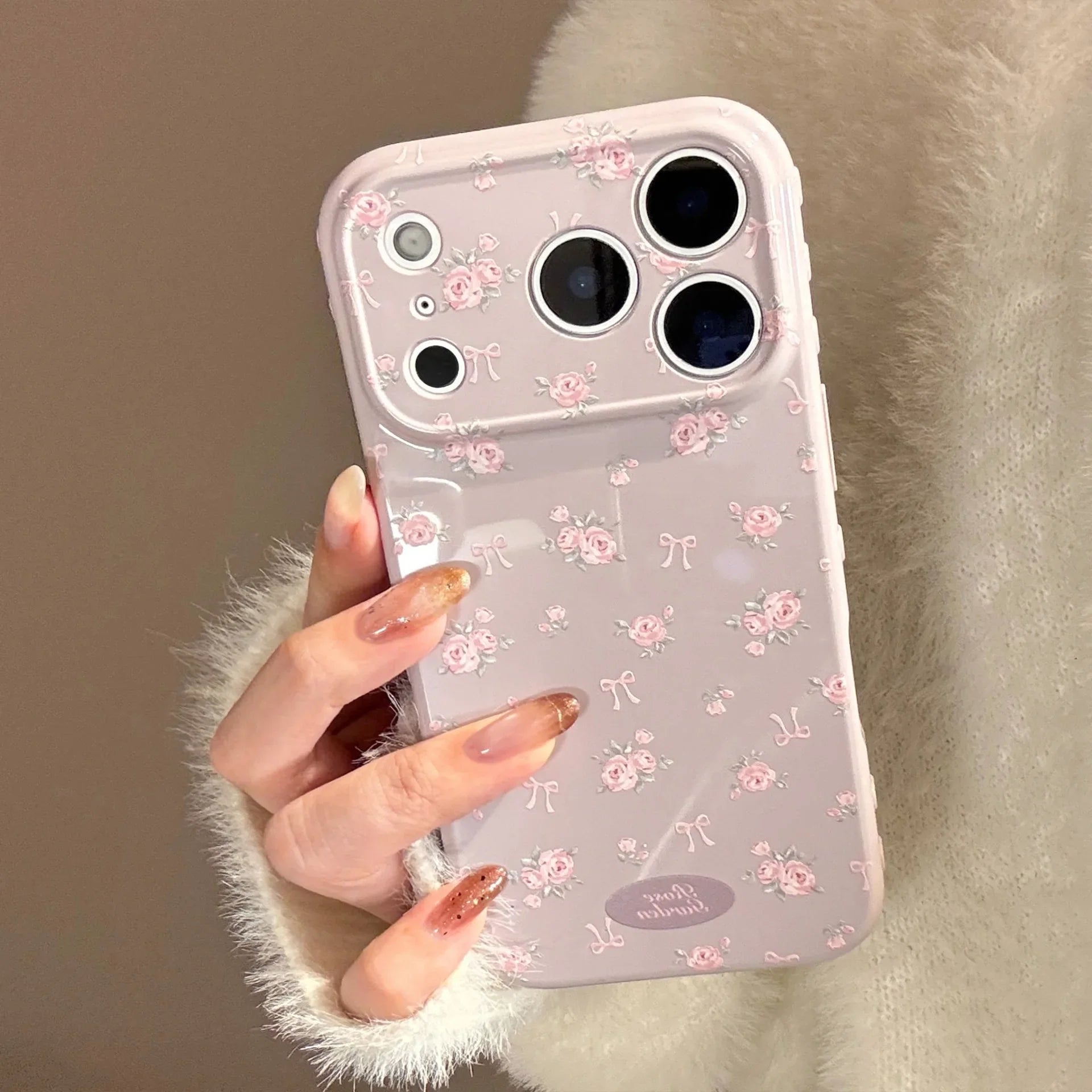 Korean Full Screen Elegant Rose Flower Pattern Soft Phone Case For iPhone