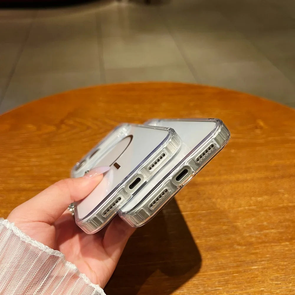 For magsafe Wireless Charge Acrylic Phone Case For iPhone