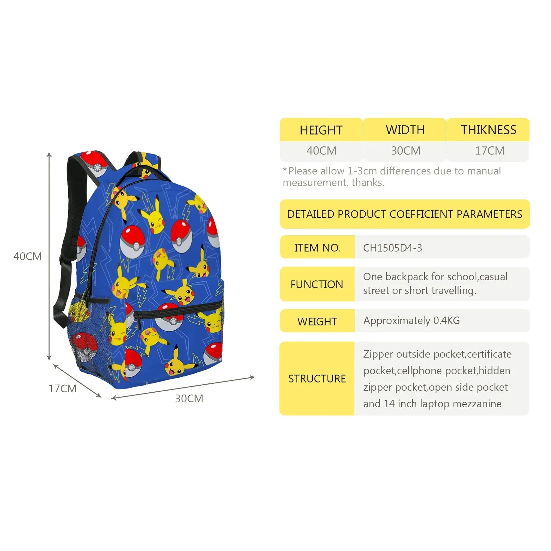 Pokemon School Backpack Set