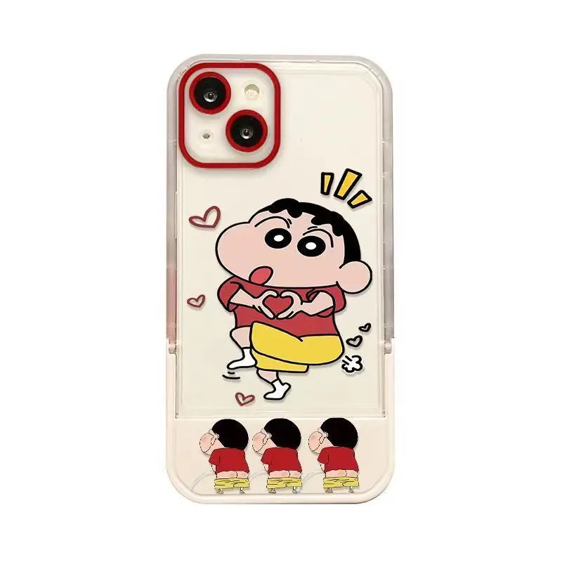 Cartoon Than Heart Shaped Crayon Shin Chan Phone Case For iPhone