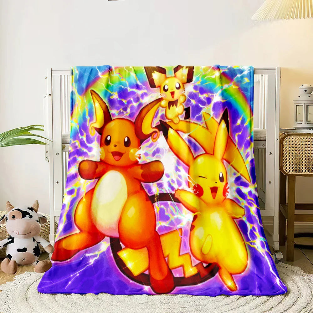 Pokemon Flannel Blanket Soft HD Printed Throw for Sofa & Camping
