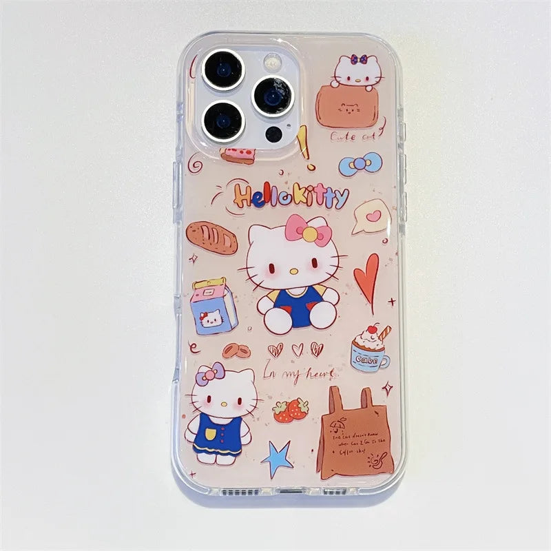 Korean Cute Cartoon Hello Kitty Bowknot Rotate Bracket Phone Case For iPhone