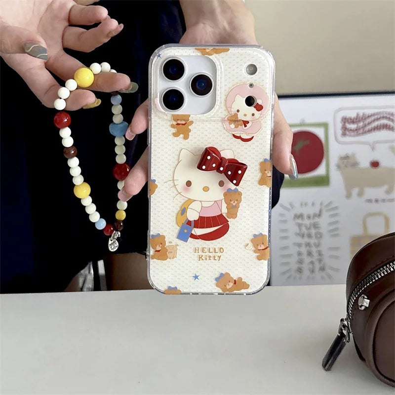 Korean Cute 3D Bow Hellokitty Ploka Dot Phone Case For iPhone