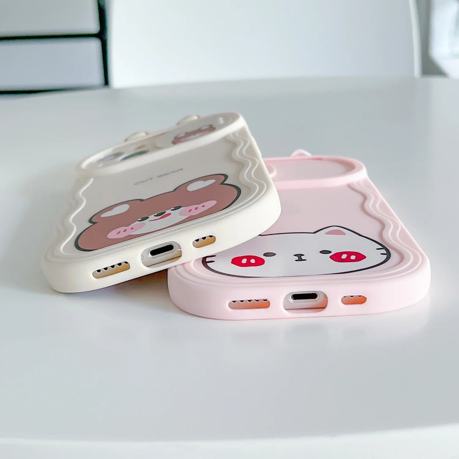 Cute Eyes Frog Cat Bear Cartoon Sliding Camera Wave Soft Phone Case