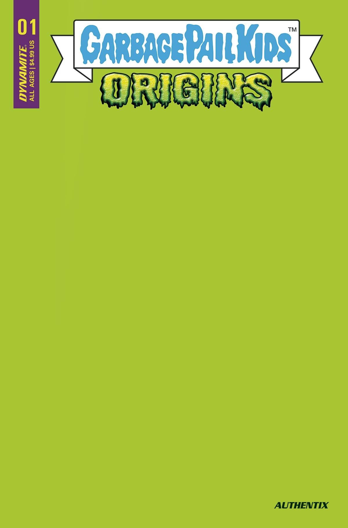 Garbage Pail Kids Origins #1 N Puke Green Blank Sketch FOC Variant (10/05/2022) Dynamite