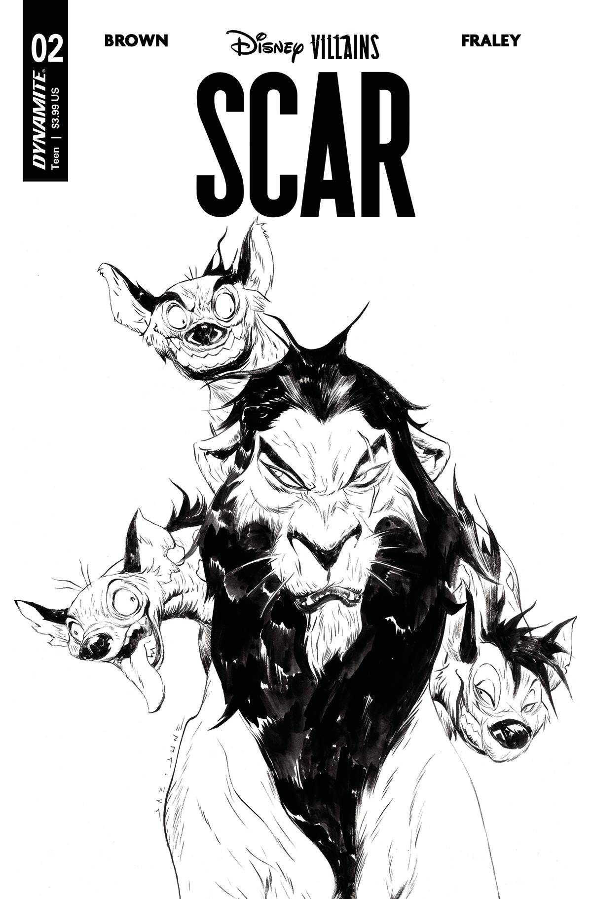 DISNEY VILLAINS SCAR #2 U 1:7 FOC LEE B&W Variant (05/10/2023) Dynamite