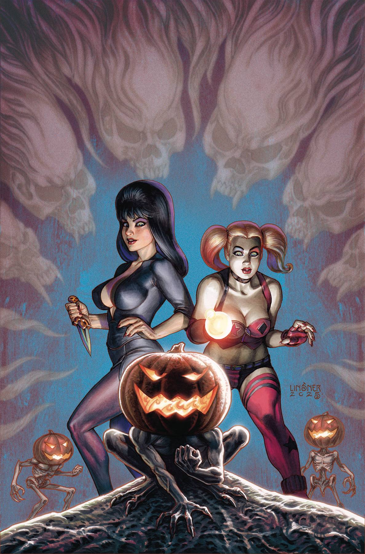 Harley Quinn X Elvira #1 T 1:30 Joseph Michael Linsner Virgin Variant (10/08/2025) Dynamite