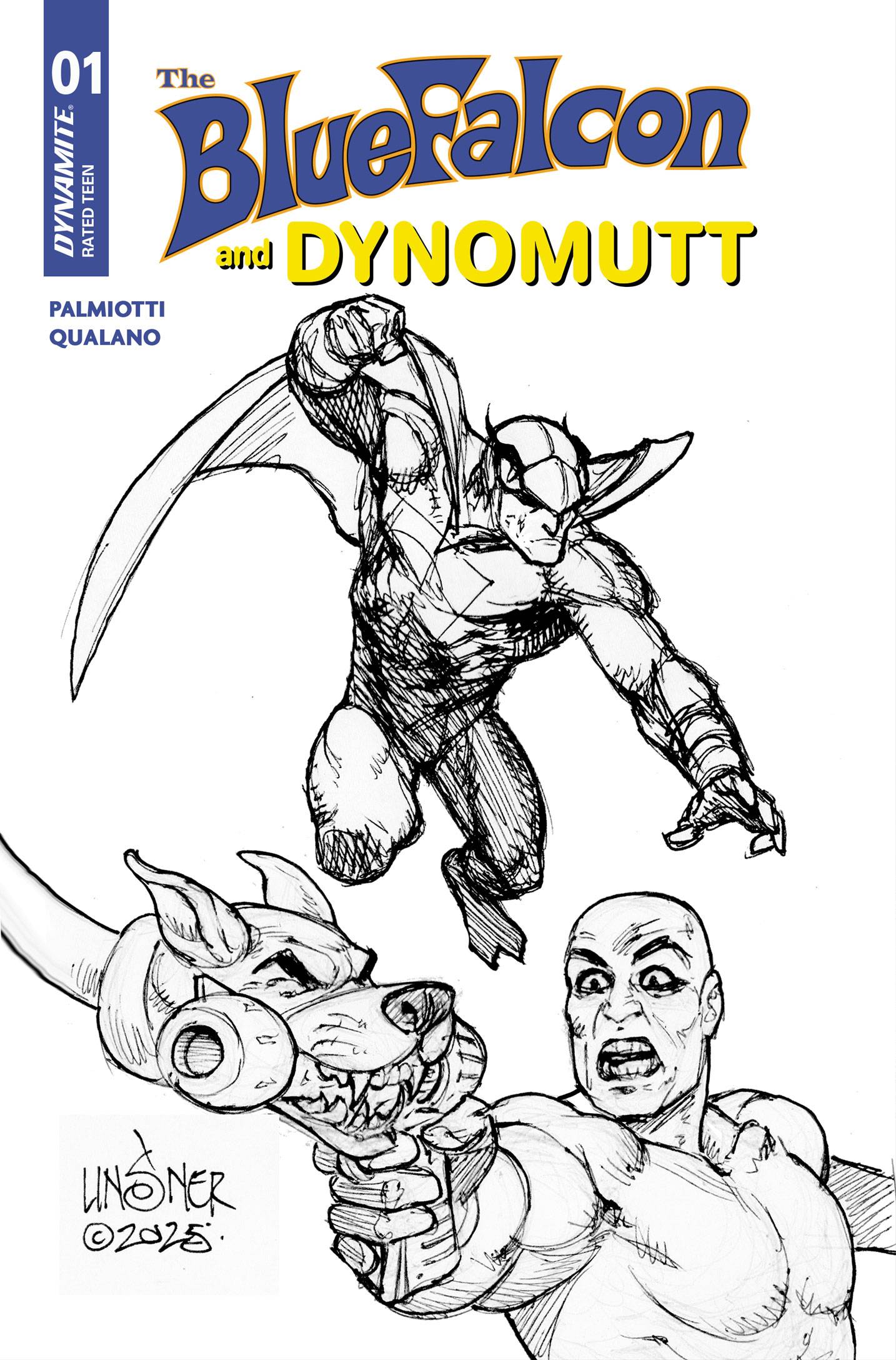The Blue Falcon & Dynomutt #1 L 1:10 Line Art (09/10/2025) Dynamite