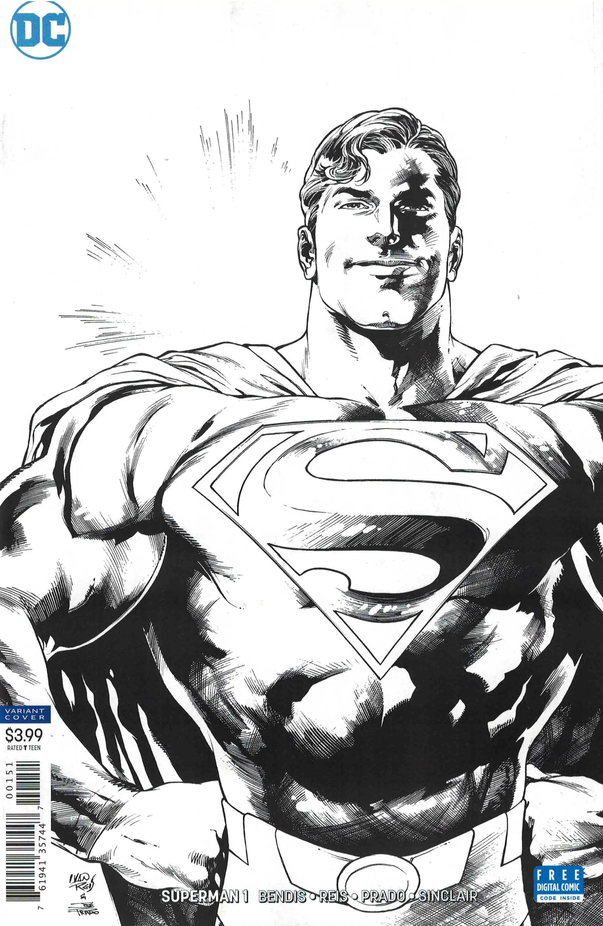 SUPERMAN #1 IVAN REIS B&W 1:100 (07/11/2018)