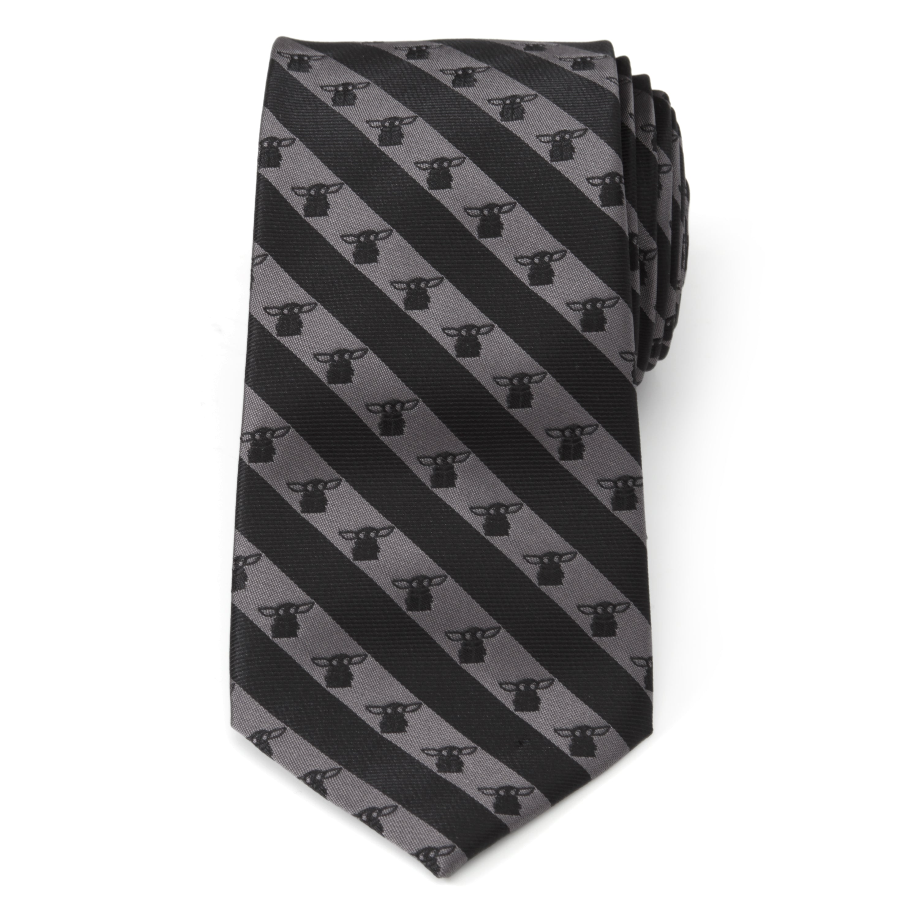 Star Wars Grogu Black and Gray Striped Tie