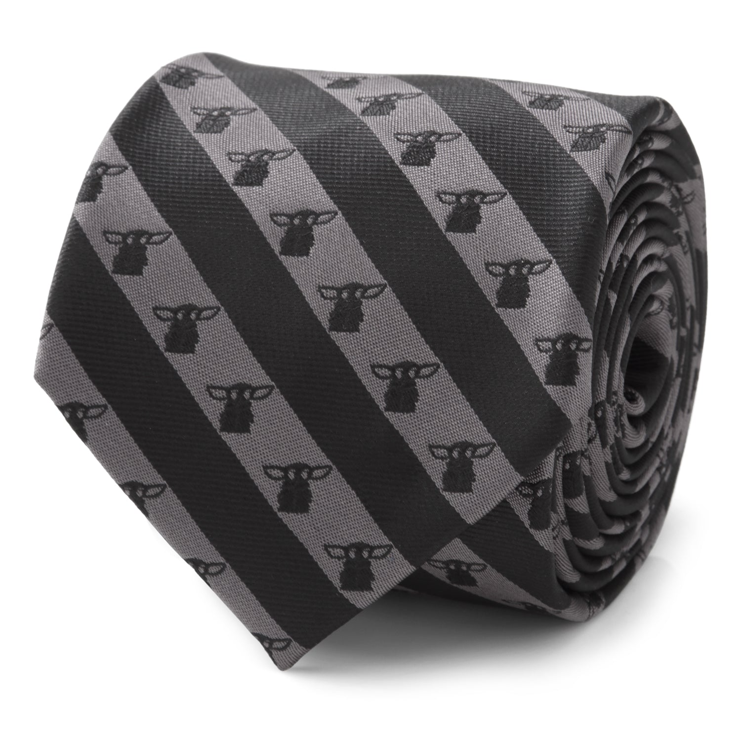 Star Wars Grogu Black and Gray Striped Tie